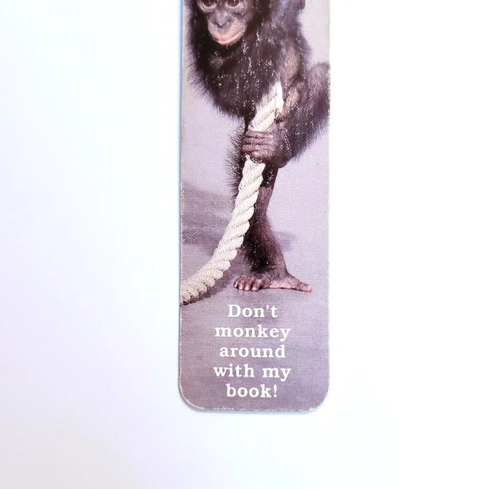 Vintage 80s Chimpanzee Bookmark yarn tassel Monkey, 1987 Antioch Sunshine H-1025